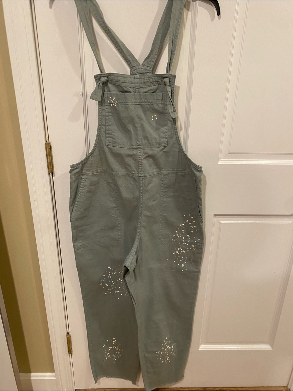aerie Sage Green Paint-Splatter Overalls